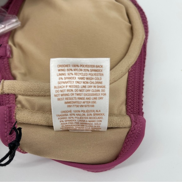 NWT Bikini Top Swim Pink Crochet Removable Straps & Pads Swim SZ 36B - Picture 3 of 6